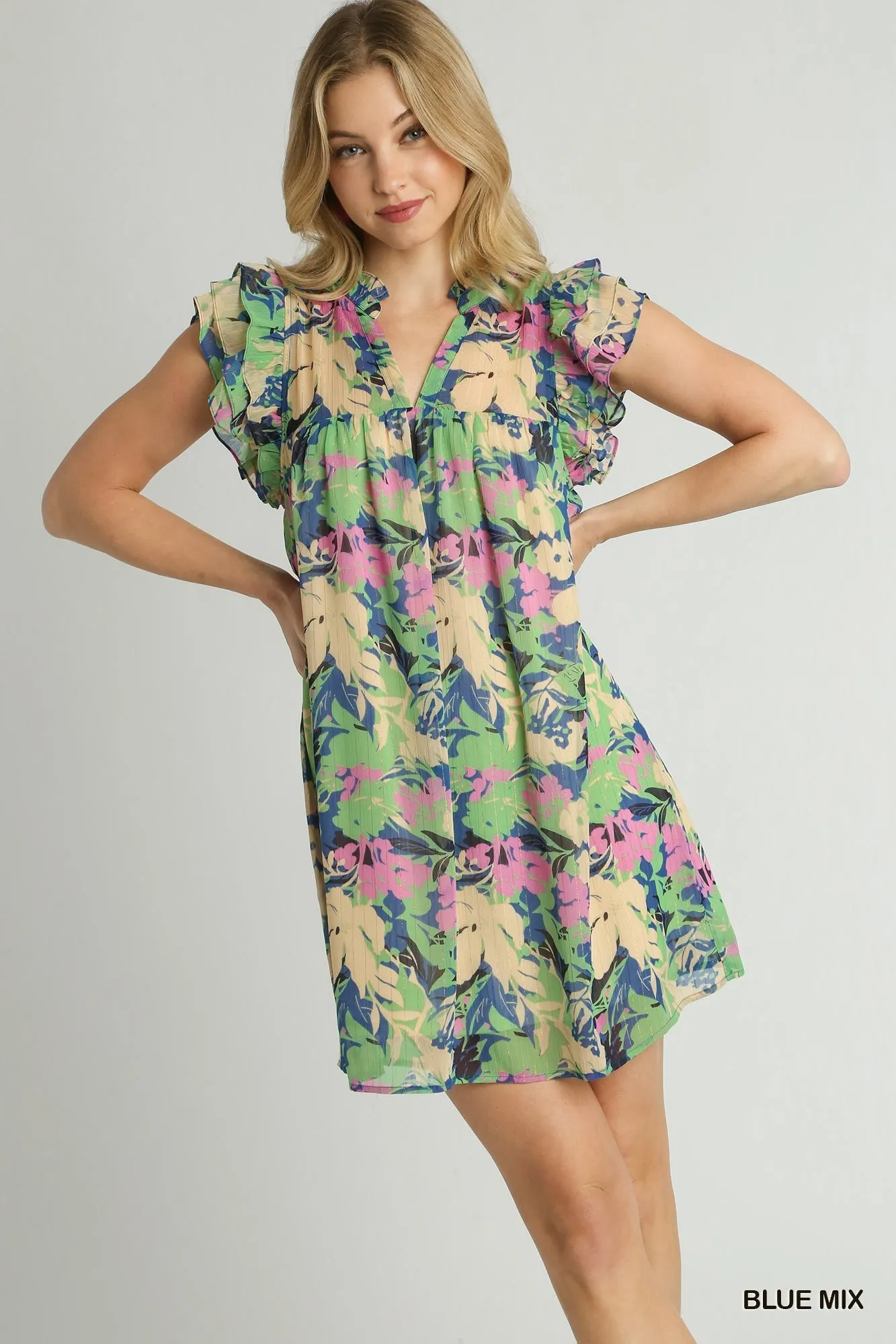 Floral Print Tiered A-Line Short Dress &