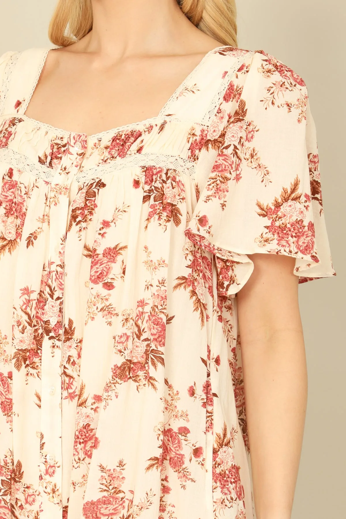 FLORAL SHORT SLEEVE BABYBOLL MINI DRESS