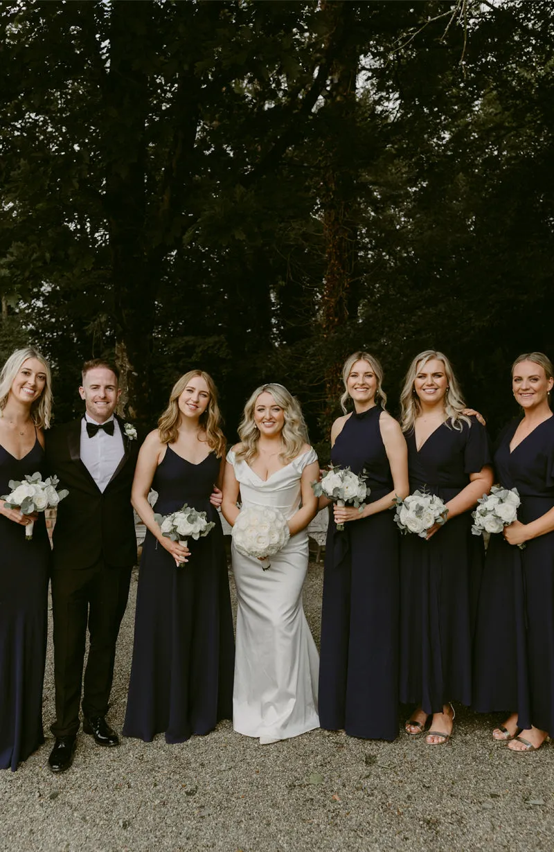 Florence Dress in Ink Navy Blue Crepe