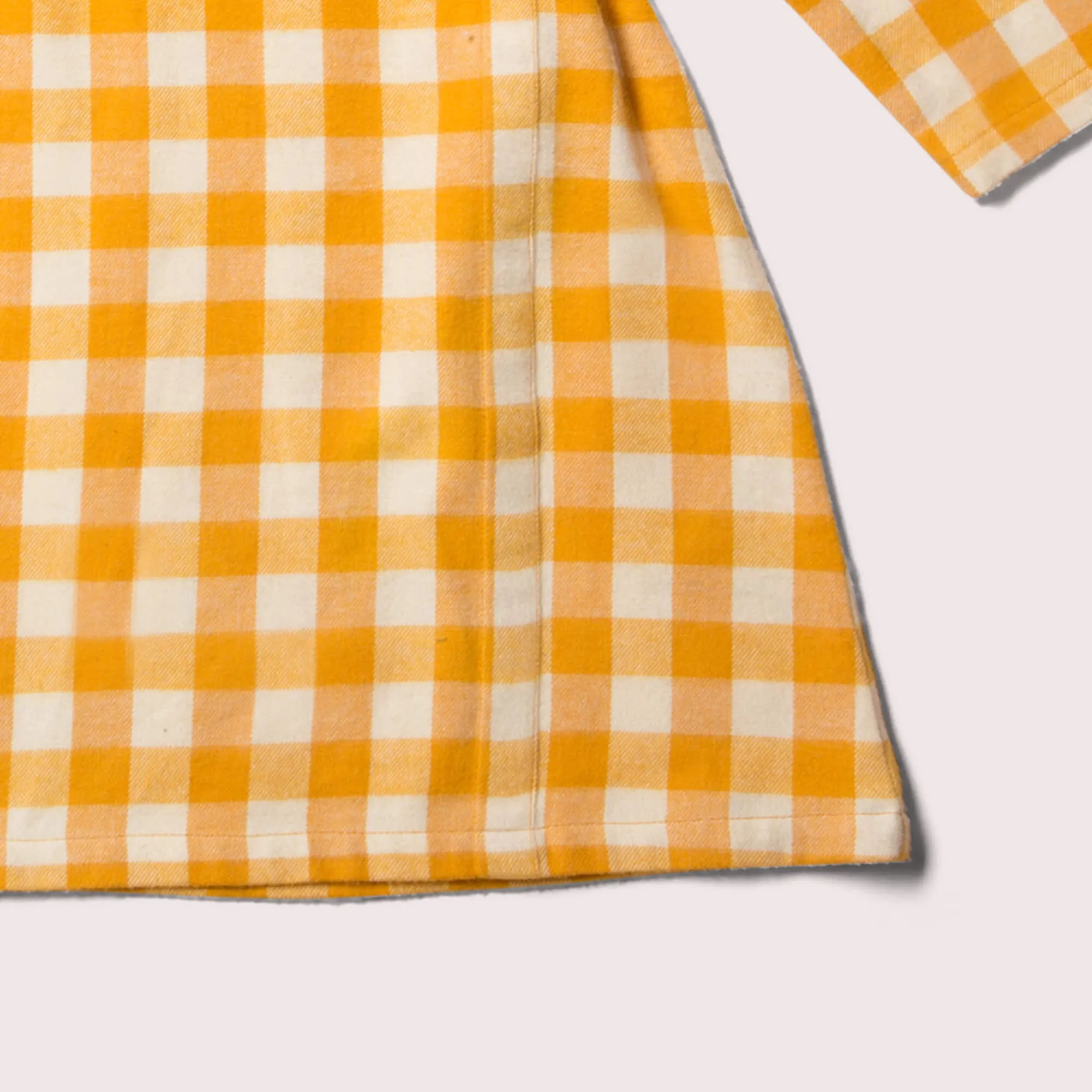 Golden Check Long Sleeve Wrap Dress