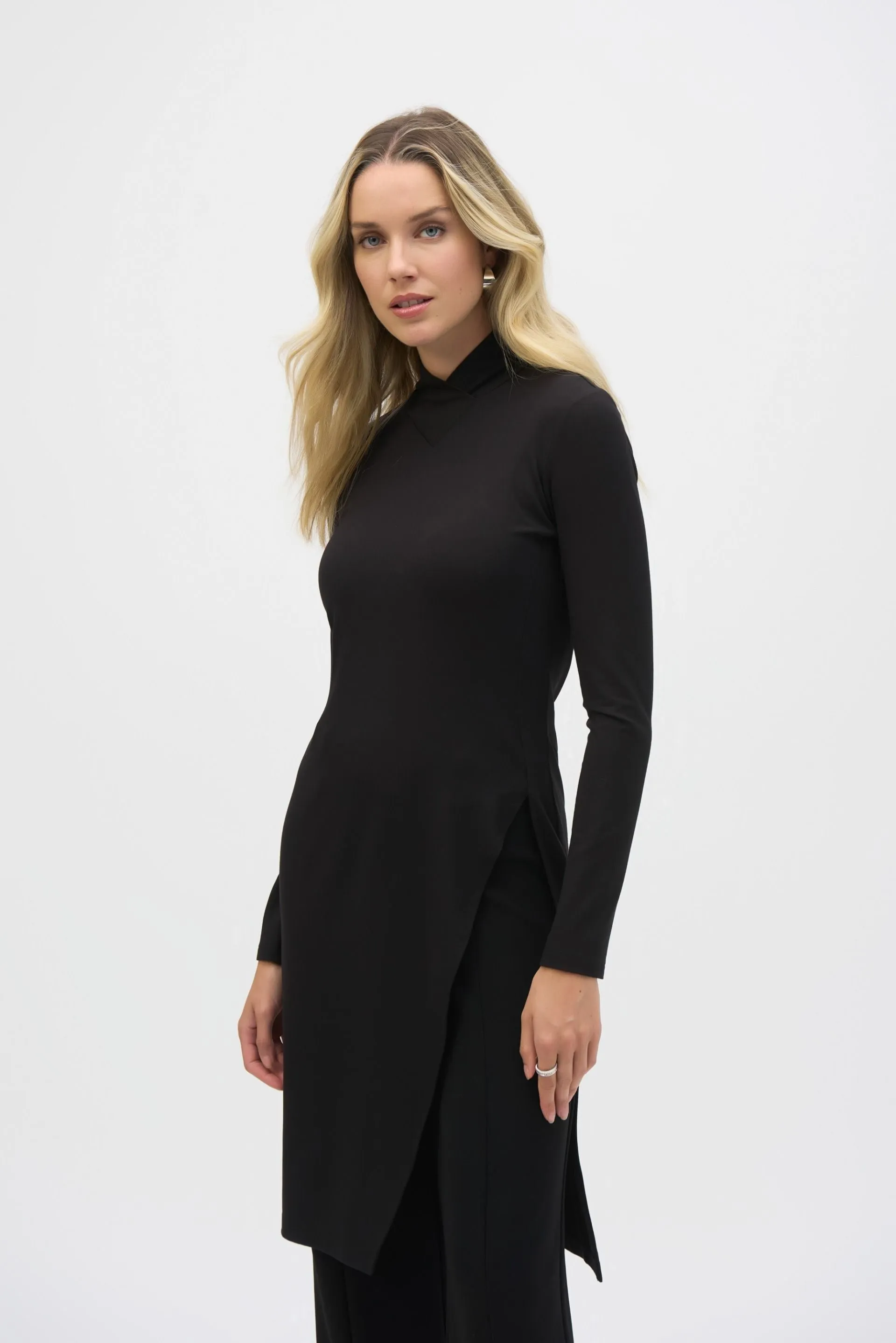 Joseph Ribkoff Turtleneck Side Slit Fitted Tunic Top 244164