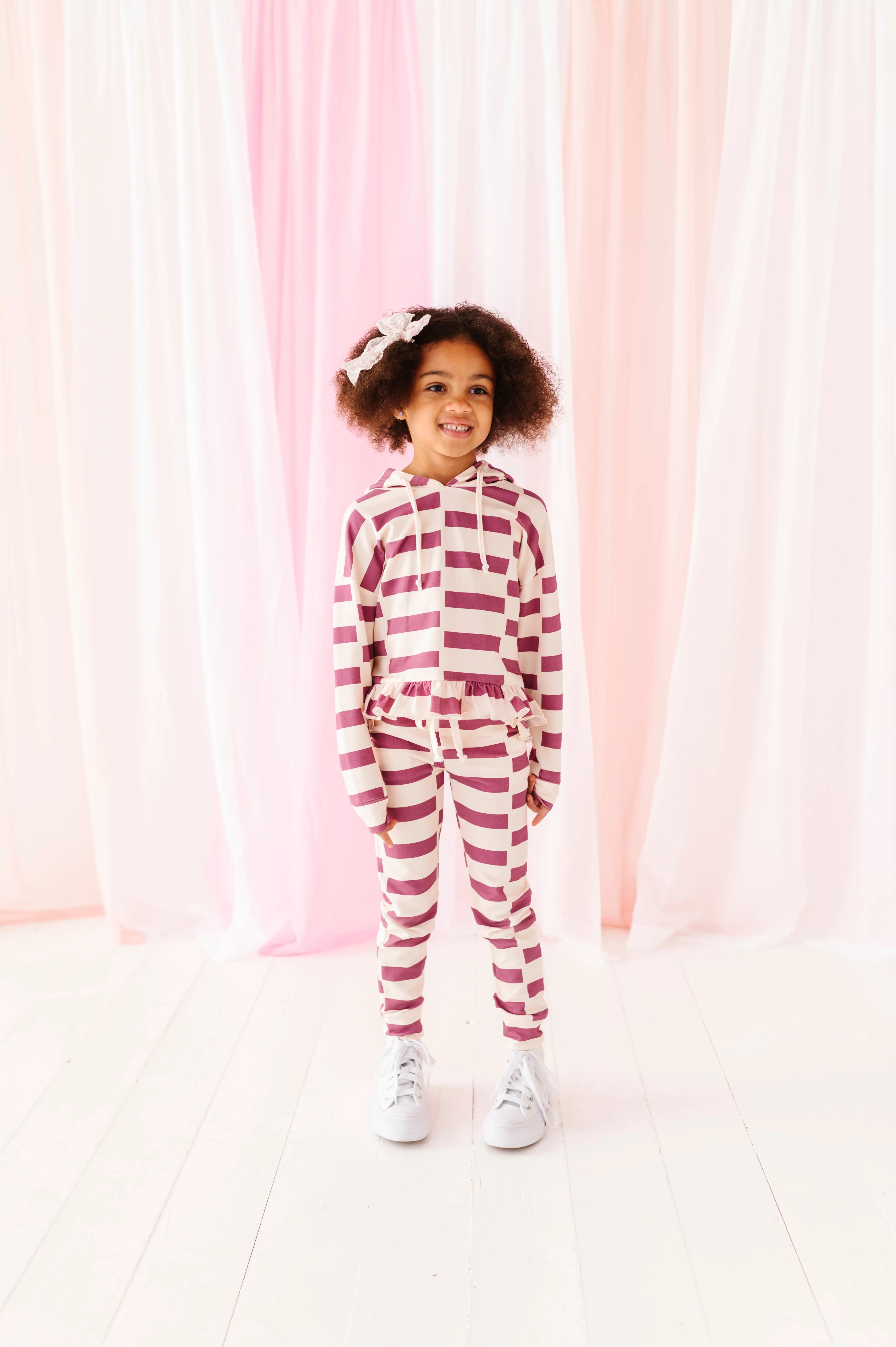 Lavender Chunky Check | Hoodie Peplum SET
