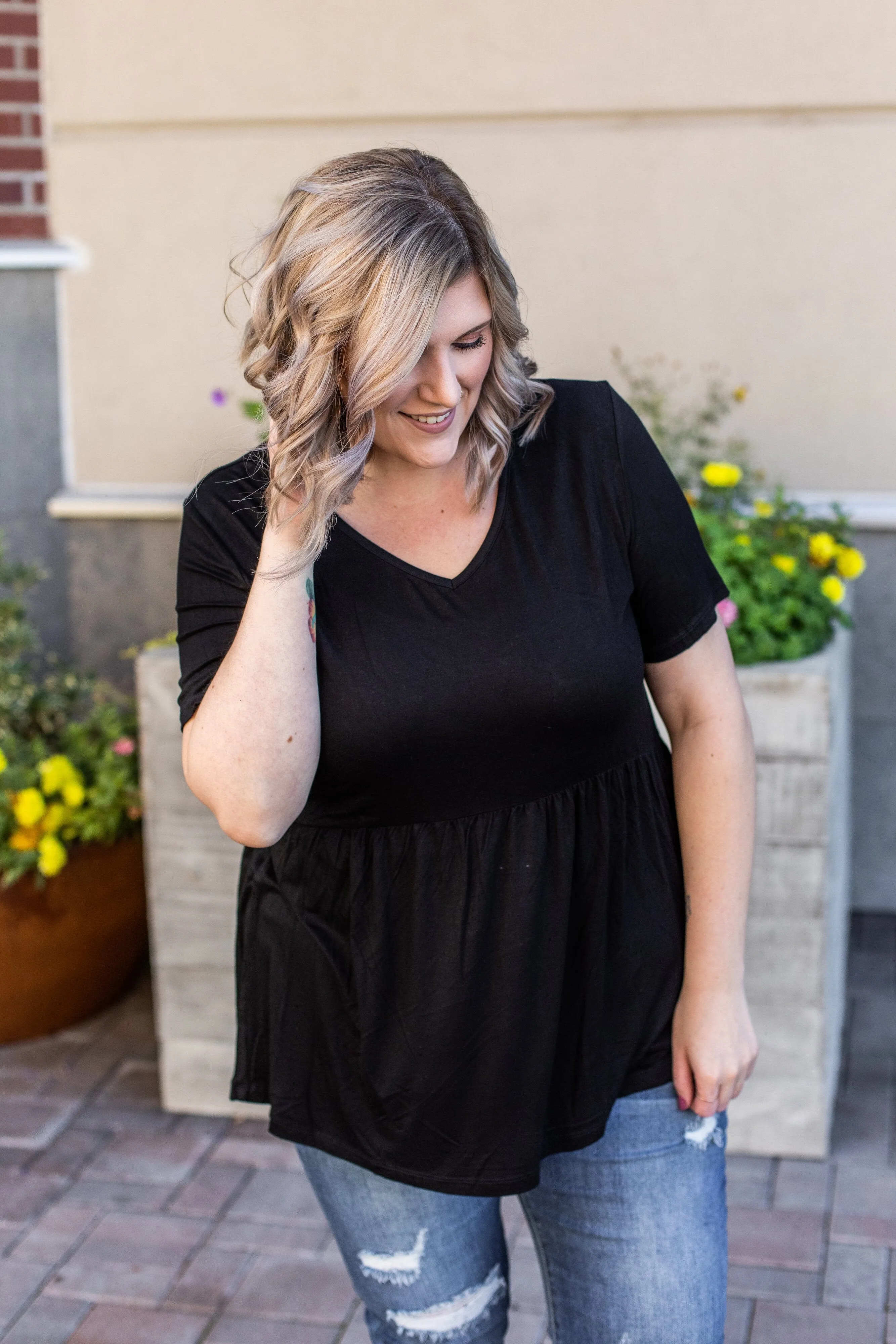 Sarah Ruffle Top - Black