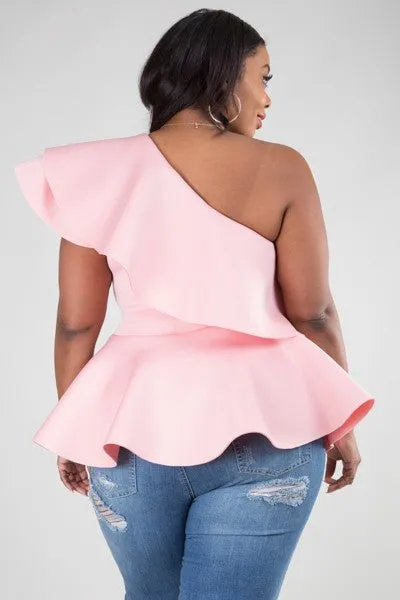 ShyAnn One Shoulder Peplum Top Plus