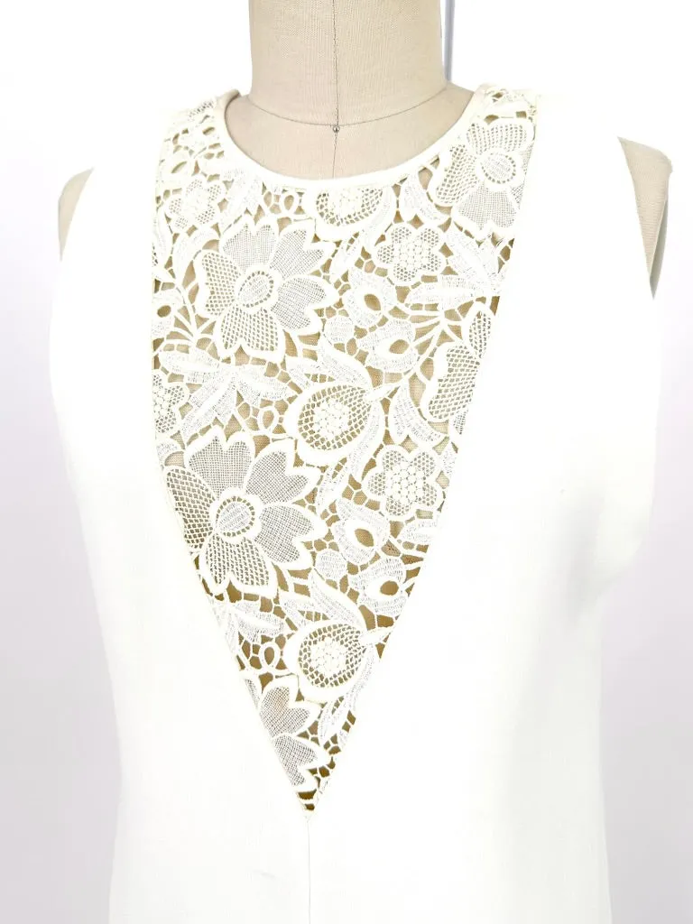 Tibi Crepe Guipure Floral Lace Dress