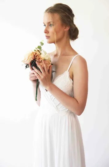 Wrap Straps  wedding dress with chiffon mesh  #1262